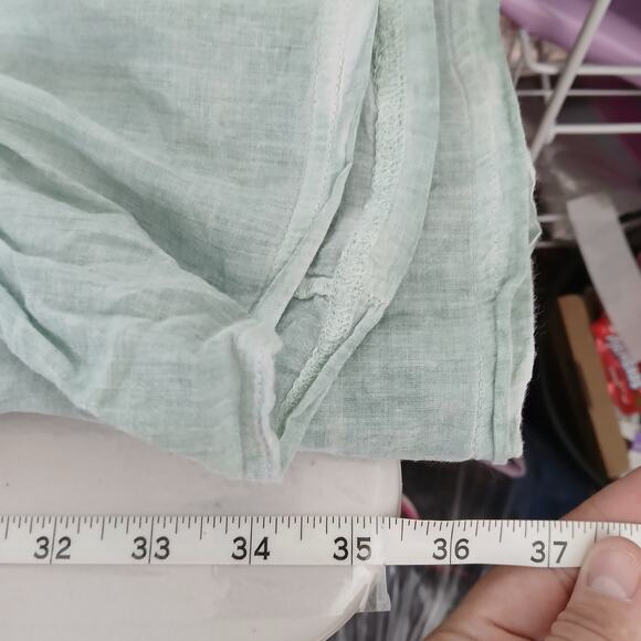 Bai Li Pastel Green Eyelet Embroidered Oversize Dress Womens L/XL Lagenlook Boho - Picture 13 of 14